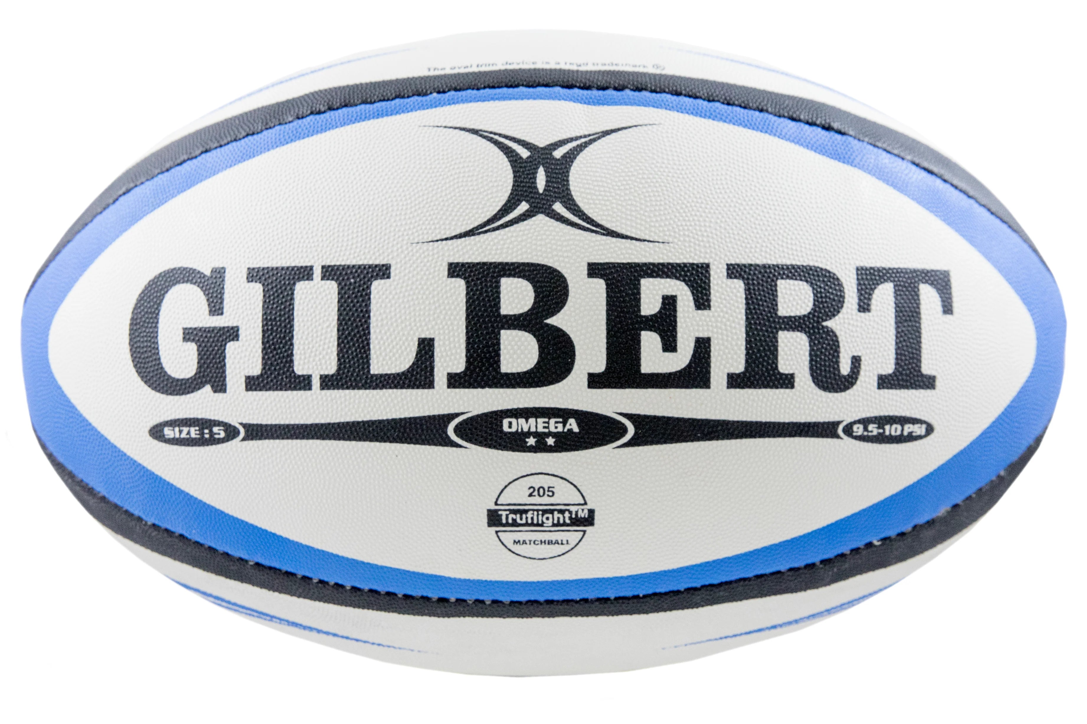 Gilbert Match Omega Blue/Black Rugby Ball Sz 5-Gilbert-Sports Replay - Sports Excellence