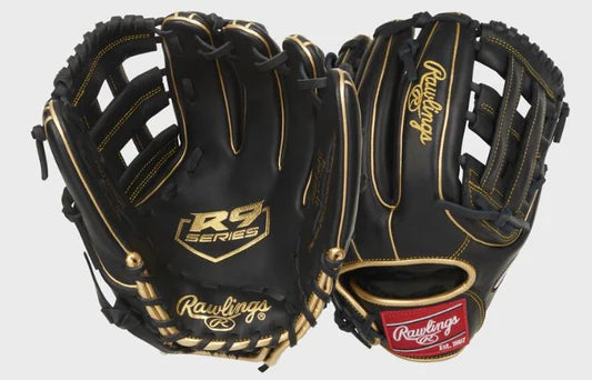 Rawlings R9 Series 11.75" Baseball Glove Rht Pro H-Web Black-Rawlings-Sports Replay - Sports Excellence