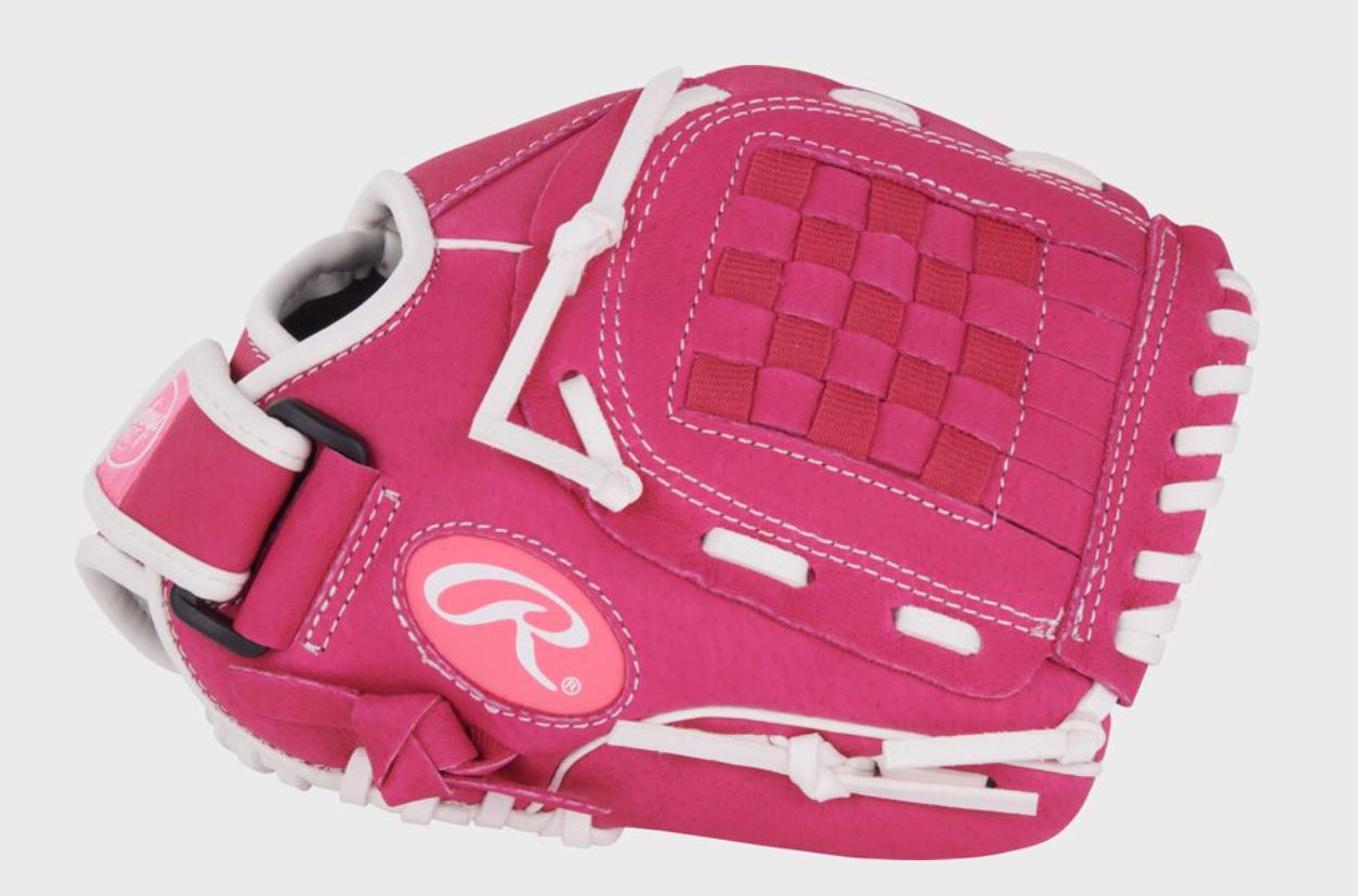 Rawlings Sure Catch 10" Youth Softball Glove Rht Basket Web Pnk/Wht-Rawlings-Sports Replay - Sports Excellence