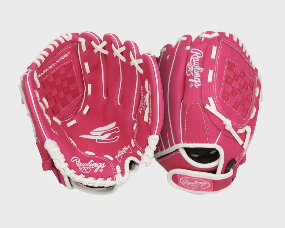 Rawlings Sure Catch 10" Youth Softball Glove Rht Basket Web Pnk/Wht-Rawlings-Sports Replay - Sports Excellence