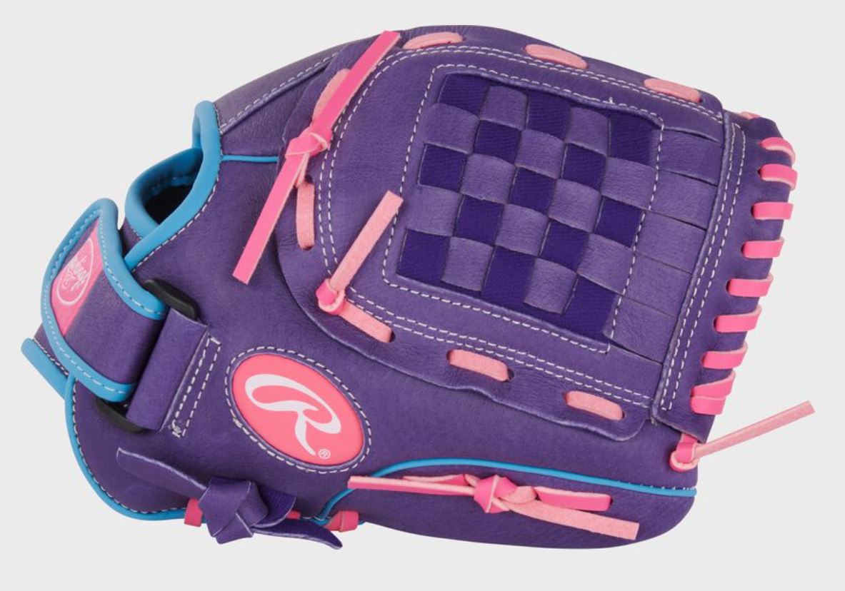 Rawlings Sure Catch 11.5" Youth Softball Glove Rht Basket Web Pur/Pnk/Mint-Rawlings-Sports Replay - Sports Excellence
