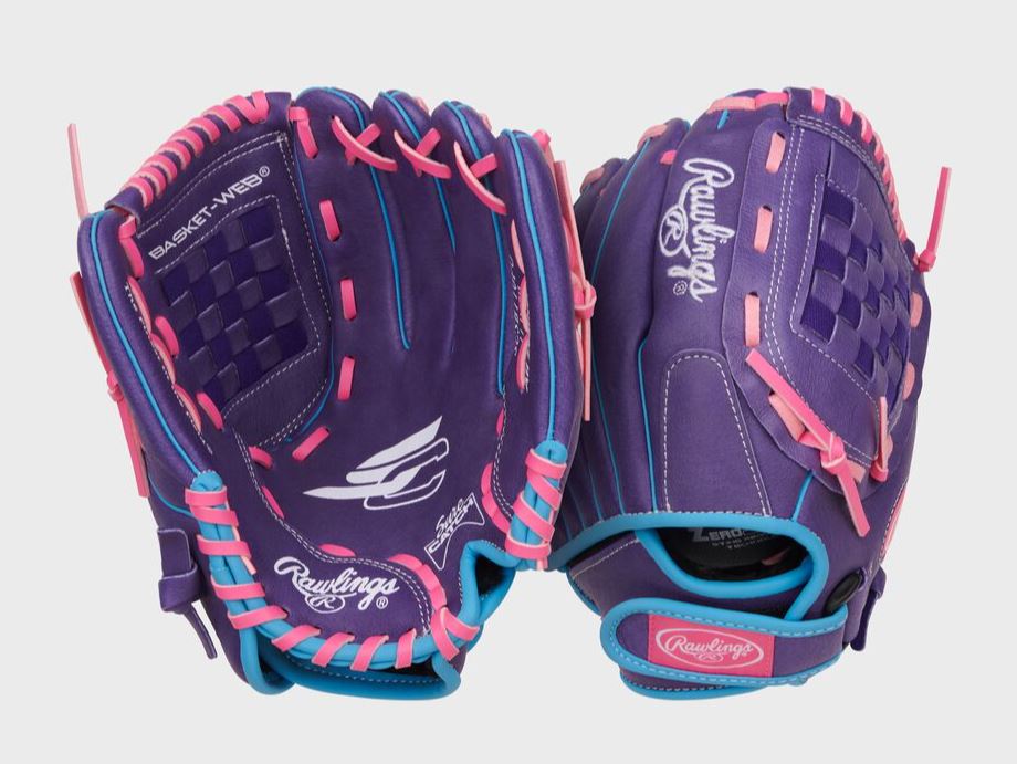 Rawlings Sure Catch 11.5" Youth Softball Glove Rht Basket Web Pur/Pnk/Mint-Rawlings-Sports Replay - Sports Excellence