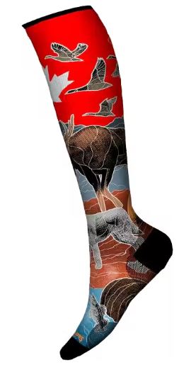Smartwool Ski Targeted Cushion Canada Print Otc Socks-Smart Wool-Sports Replay - Sports Excellence