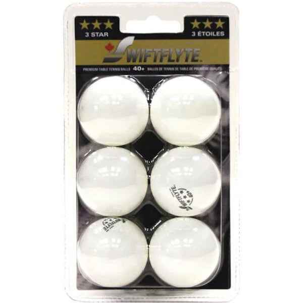 Swiftflyte 3-Star 40+ Table Tennis Balls 6 Pack White-Swiftflyte-Sports Replay - Sports Excellence