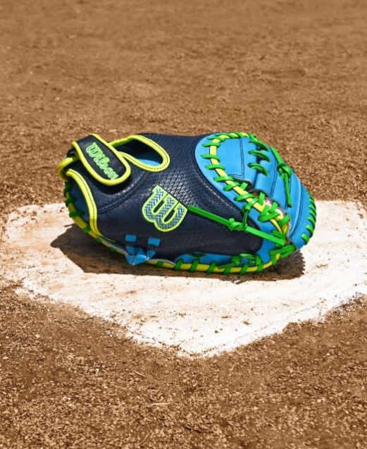 Wilson A2000 Pf33Ss 33" Catchers Mitt Half Moon Web Nvy/Skyblue/Yell-Wilson-Sports Replay - Sports Excellence
