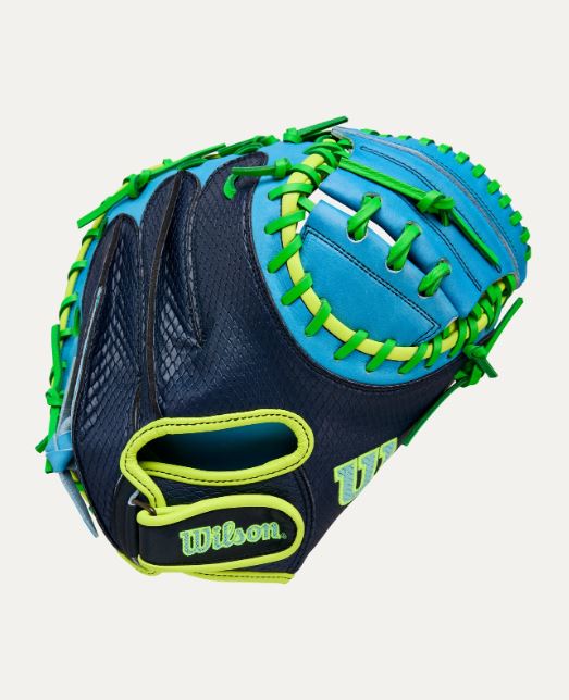 Wilson A2000 Pf33Ss 33" Catchers Mitt Half Moon Web Nvy/Skyblue/Yell-Wilson-Sports Replay - Sports Excellence