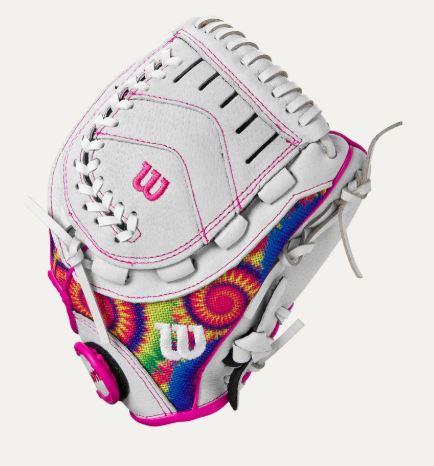 Wilson A440 Flash 11" Youth Fastpitch Softball Glove Rht Closed Web Wht/Pink/Tiedye-Wilson-Sports Replay - Sports Excellence