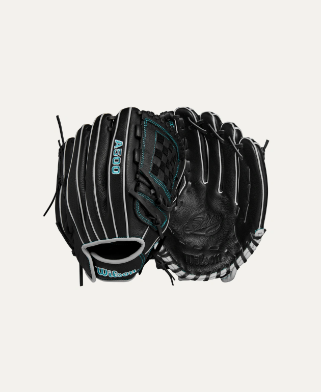 Wilson A500 Siren 12" Softball Glove Lht 2-Piece Closed Web Blk/Teal-Wilson-Sports Replay - Sports Excellence