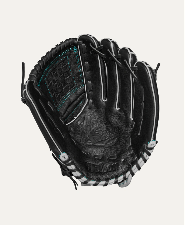 Wilson A500 Siren 12" Softball Glove Lht 2-Piece Closed Web Blk/Teal-Wilson-Sports Replay - Sports Excellence
