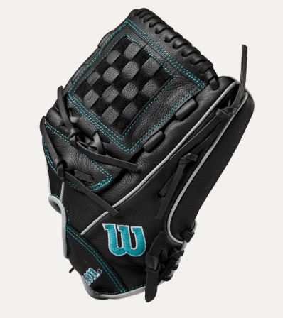 Wilson A500 Siren 12" Softball Glove Rht 2-Piece Closed Web Blk/Teal-Wilson-Sports Replay - Sports Excellence