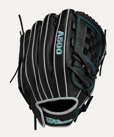 Wilson A500 Siren 12" Softball Glove Rht 2-Piece Closed Web Blk/Teal-Wilson-Sports Replay - Sports Excellence