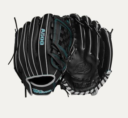 Wilson A500 Siren 12" Softball Glove Rht 2-Piece Closed Web Blk/Teal-Wilson-Sports Replay - Sports Excellence
