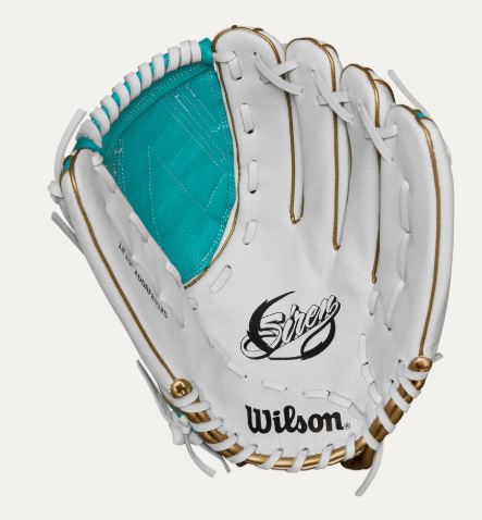 Wilson A500 Siren 12.5" Softball Glove Rht Closed Victory Web Wht/Teal/Gld-Wilson-Sports Replay - Sports Excellence