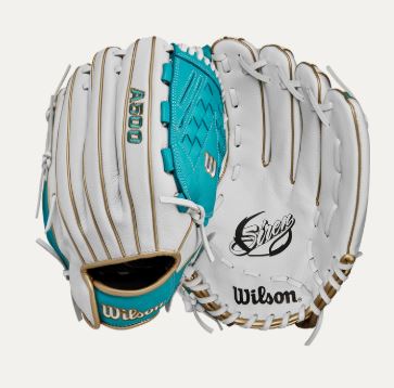 Wilson A500 Siren 12.5" Softball Glove Rht Closed Victory Web Wht/Teal/Gld-Wilson-Sports Replay - Sports Excellence