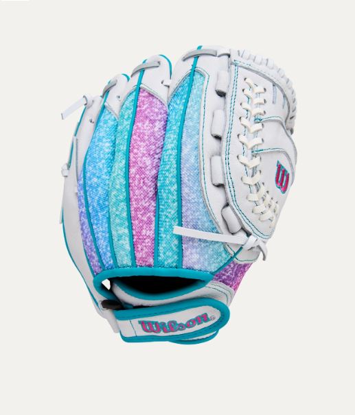 Wilson Flash 11" Closed Web Fastpitch Glove Rht Wht/Pur/Teal-Wilson-Sports Replay - Sports Excellence