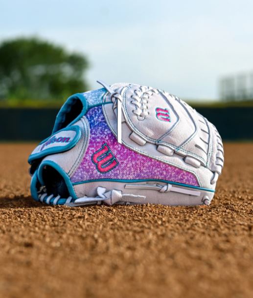 Wilson Flash 11" Closed Web Fastpitch Glove Rht Wht/Pur/Teal-Wilson-Sports Replay - Sports Excellence