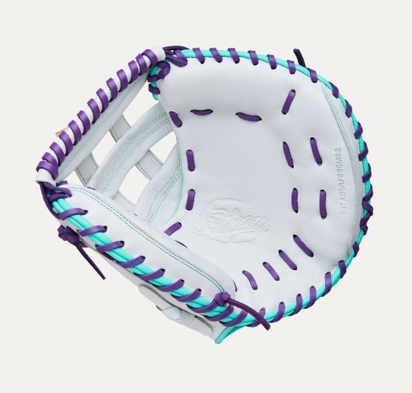 Wilson Siren 32" Dual Post Web Fastpitch Catchers Mitt Rht Wht/Pur/Seafoam-Wilson-Sports Replay - Sports Excellence